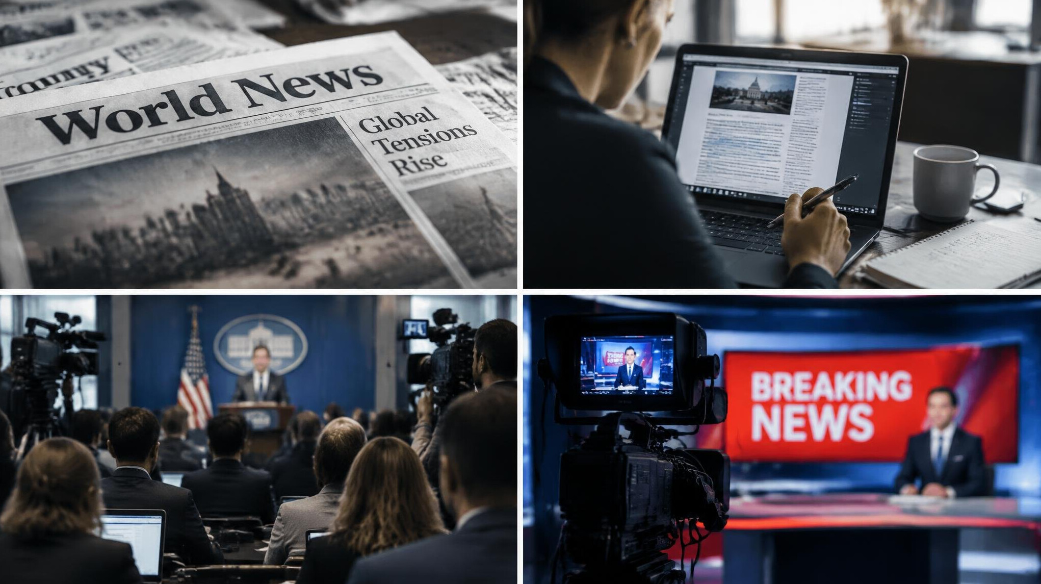 newspaper headlines close up