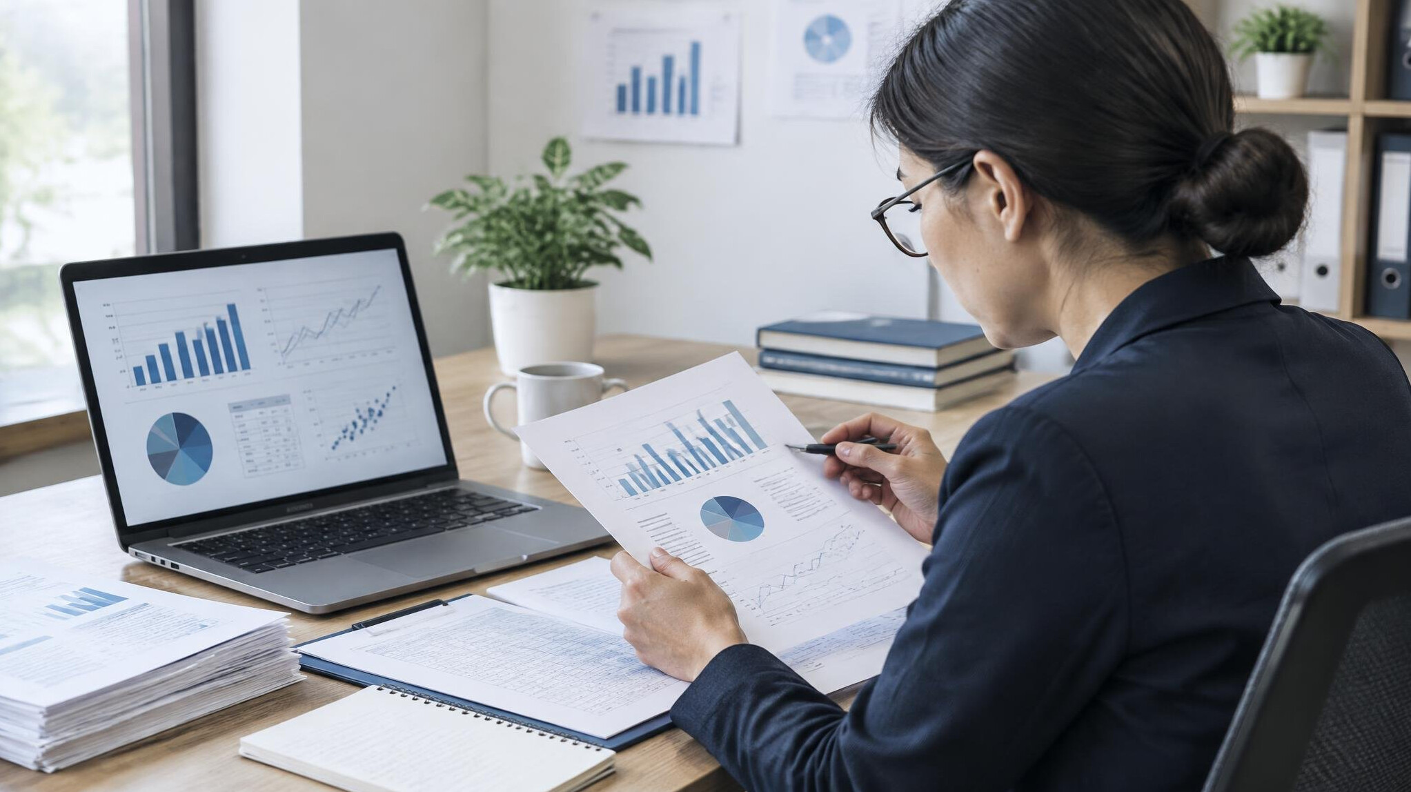 person analyzing data on computer