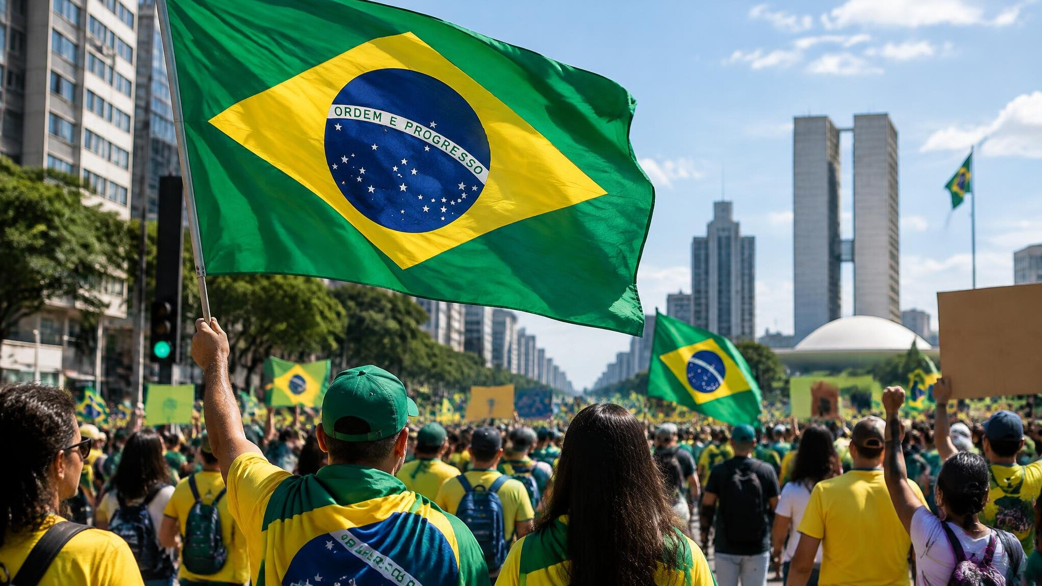 brazil flag waving