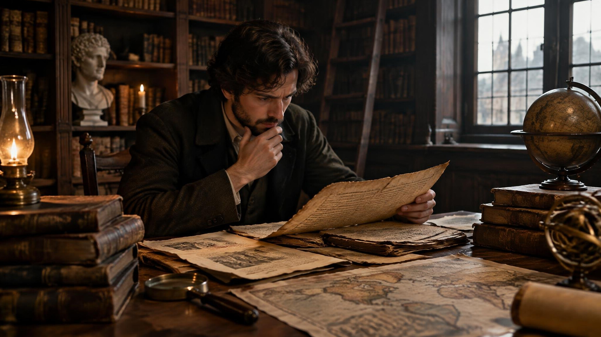 historical documents on desk