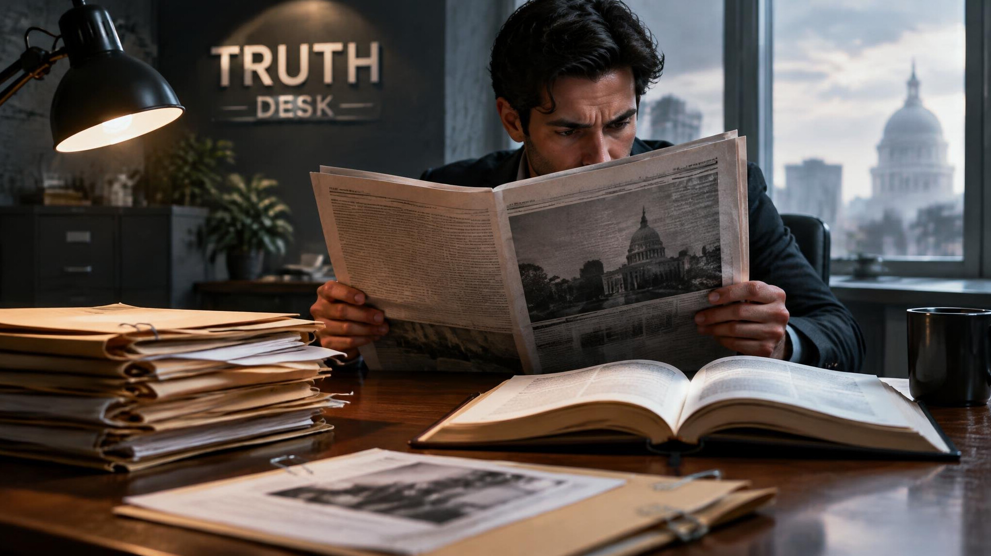person reading newspaper